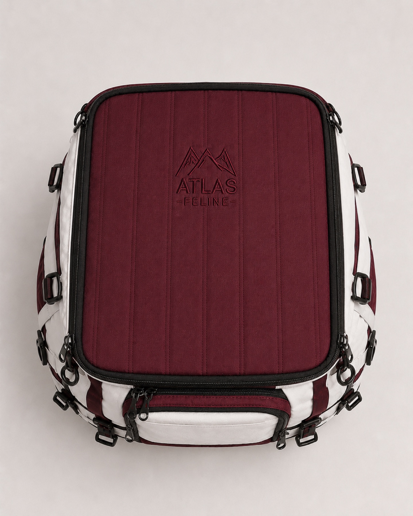 Top view of the Atlas Feline backpack in closed carry mode